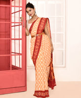 Peach Pure Cotton Ikkat Pochampalli Saree (without blouse piece)